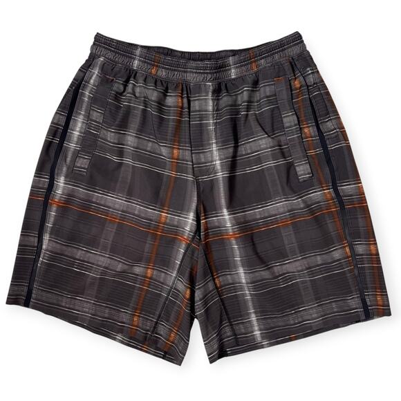Lululemon Run Response Short Liner 9" SIZE M Gray Plaid Running Training FLAW - Picture 1 of 9